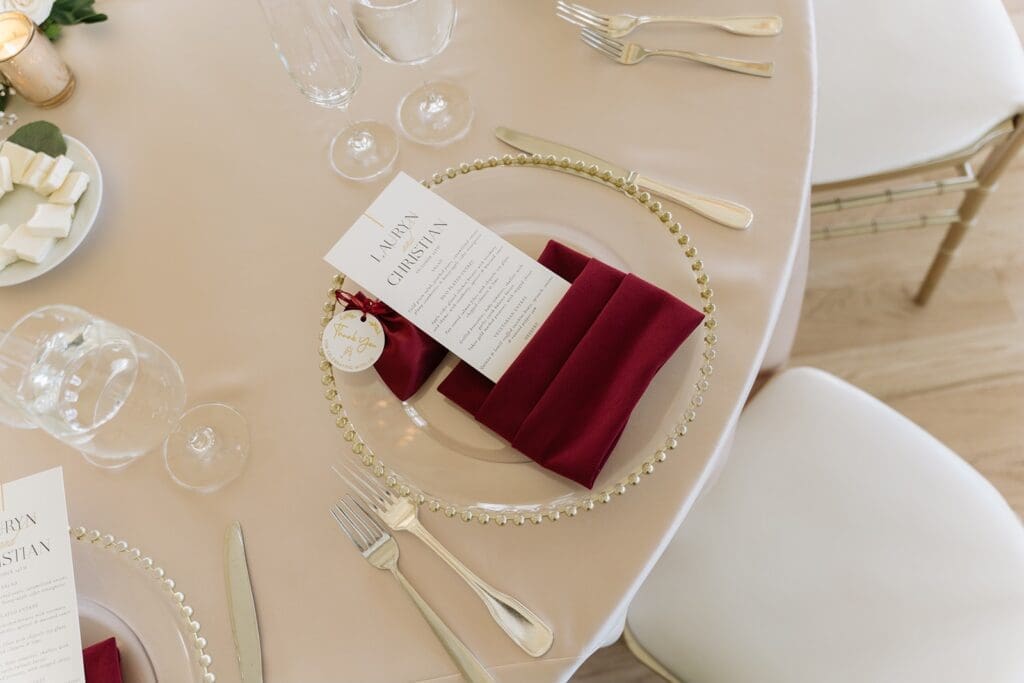 Reception decor at Morais Vineyards wedding
