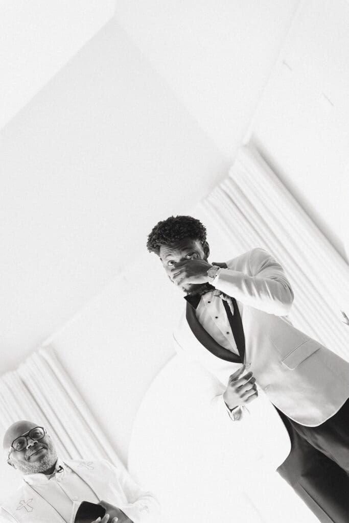 Groom becomes emotional as bride walks the ceremony aisle
