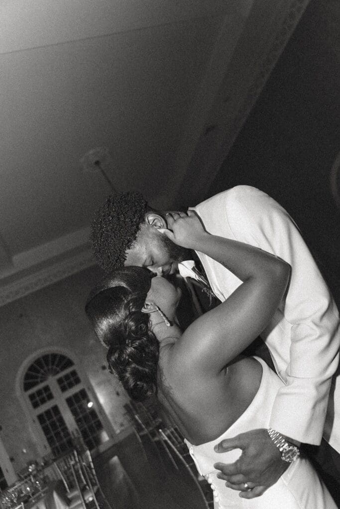 Bride and groom sharing an intimate dance at Morais Vineyards wedding reception 