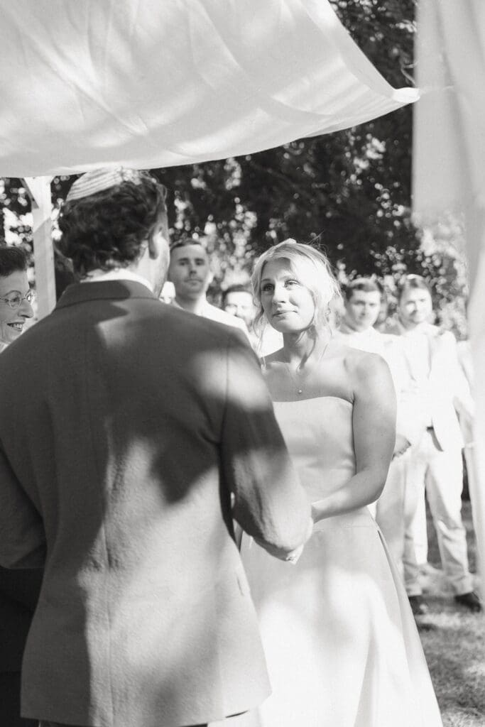 Bride under the chuppah during a jewish ceremony in Maryland
