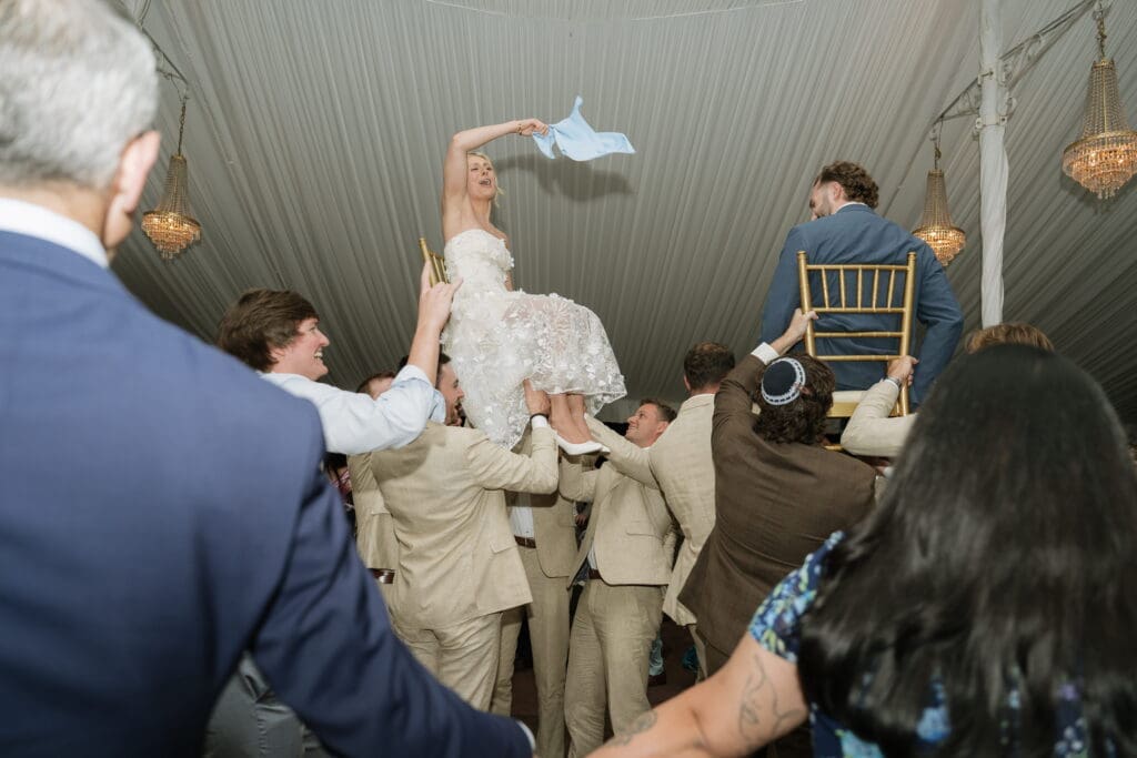 Jewish wedding hora during reception