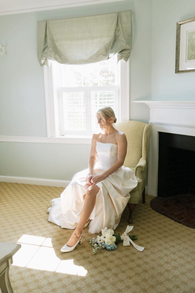 Bride getting ready for a Belmont Manor wedding in Elkridge, Maryland