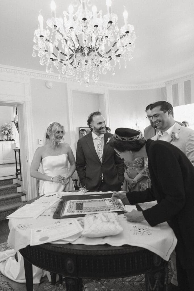 Jewish wedding ketubah signing
