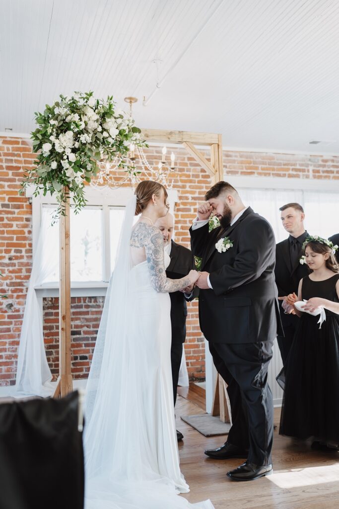 Bride and groom during the ceremony.